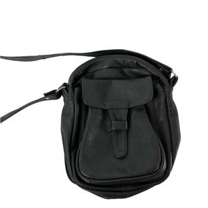 Vintage Genuine Leather Black Men's Crossbody Bag Small Size